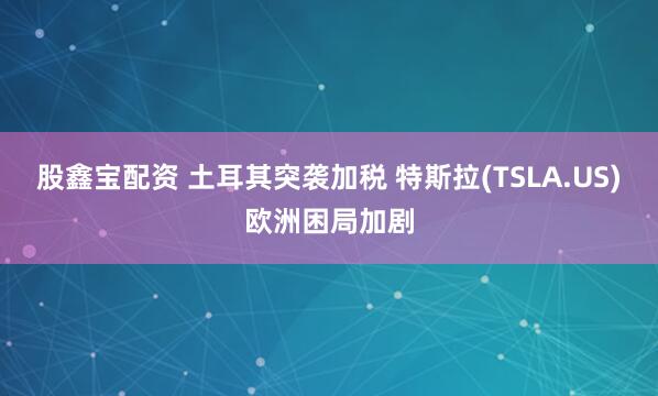 股鑫宝配资 土耳其突袭加税 特斯拉(TSLA.US)欧洲困局加剧